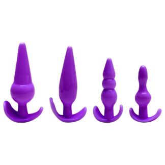 Kit Plug Anal Silicone 4 Unidades Roxo Sexy Import