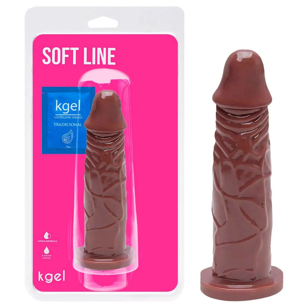 Pênis Prótese De Borracha Maciço Veias Chocolate 17 X 4Cm Kgel